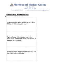 Presentation Word Problem Cards